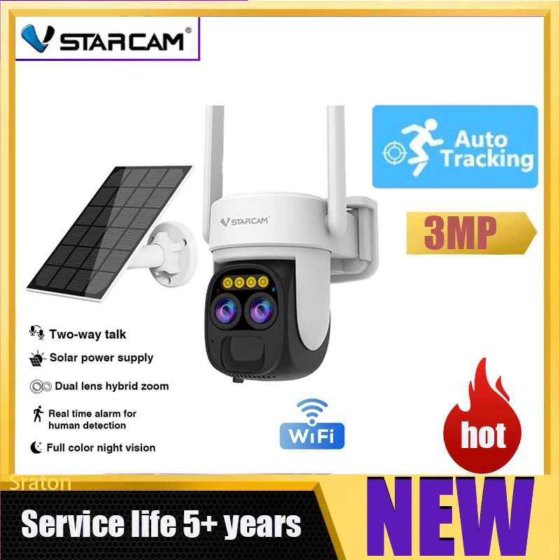 

Беспроводная камера видеонаблюдения Vstarcam на солнечной батарее, 3 Мп, 2K