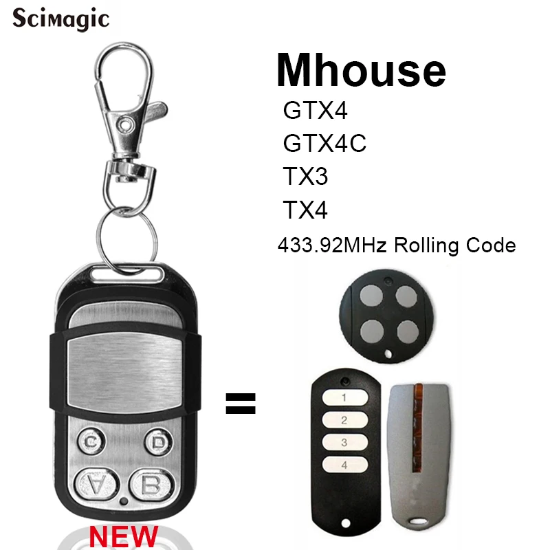 

100% For Myhouse Mhouse TX3 TX4 GTX4 MOOVO MT4 MT4V MT4G Garage Door Remote Control Gate Opener 433.92MHz