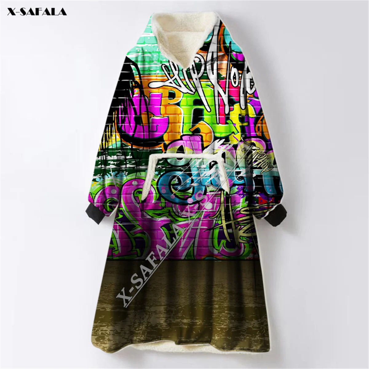 Colorful Painting Trippy 3D Print Oversized Thickened Hooded Wearable Blanket Hoodie Nightgown Cashmere Men Female Nightwear 2