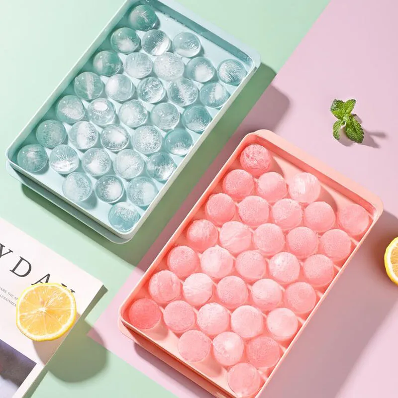 

Small Ball Silicone Ice Tray Mold Food Grade Household Ice Box with Lid Frozen Ice Hockey Mold