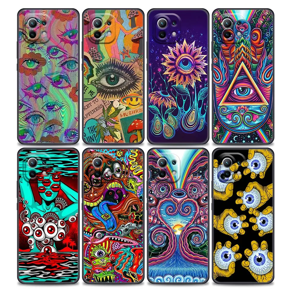 

Trippy Psychedelic Mushrooms Eye Collage Phone Case For Xiaomi Mi 11 11T 11X Pro Lite NE 12 POCO X3 F3 M3 M4 NFC Pro Soft Cover
