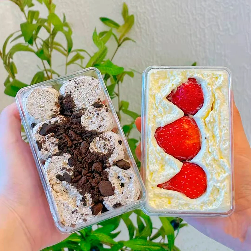 

Пластиковые прозрачные коробки tiramisu высокого качества, 50 шт., квадратные одноразовые десертные чашки с крышками для пудинга, мороженого