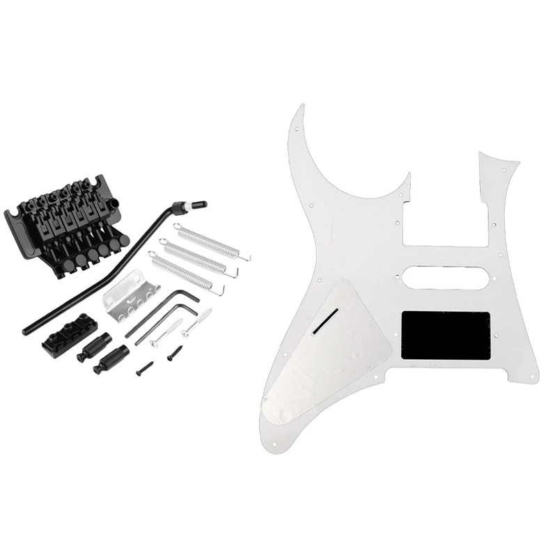 

1Set Electric Guitar Double Tremolo Bridge Assembly System For Lic Ibanez & 1X 3 Ply Guitar Pickguard Scratch Plate