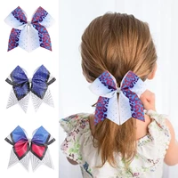 ncmama elastic hair bands scrunchies cartoon leopard printed bows hair ties hair accessories for girls headwear 18x18cm 1pc