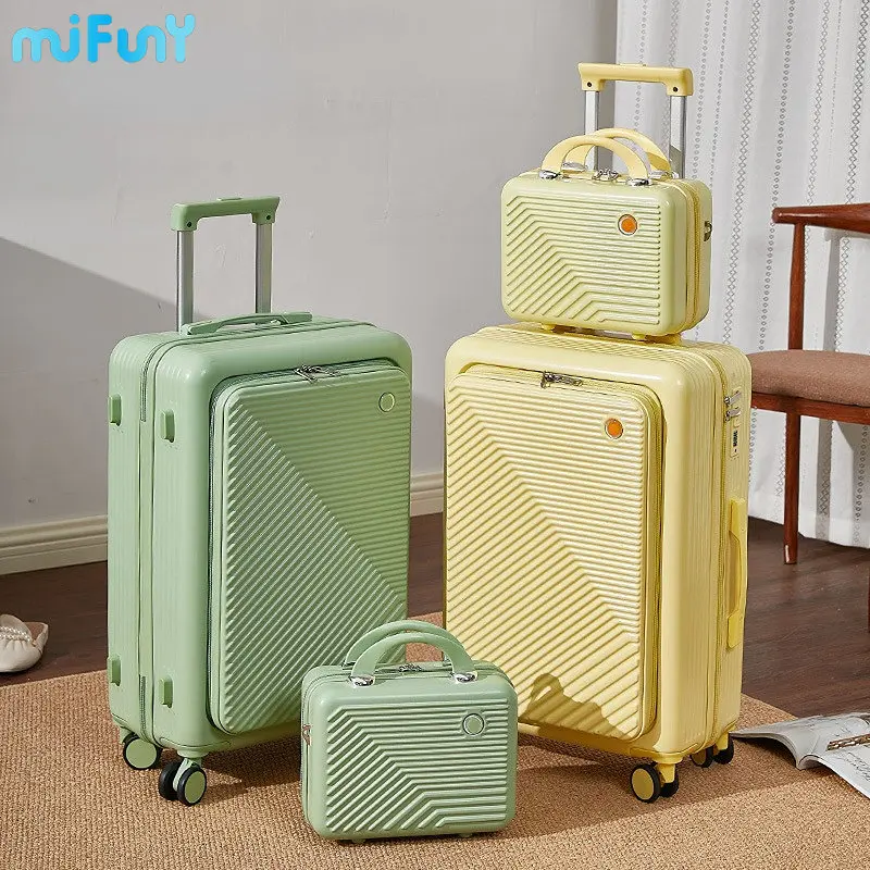 

Mifuny New Front Opening Rolling Luggage Set Spinner Women Travel Bag Carry on Suitcase Wheel Password Trolley Password Suitcase