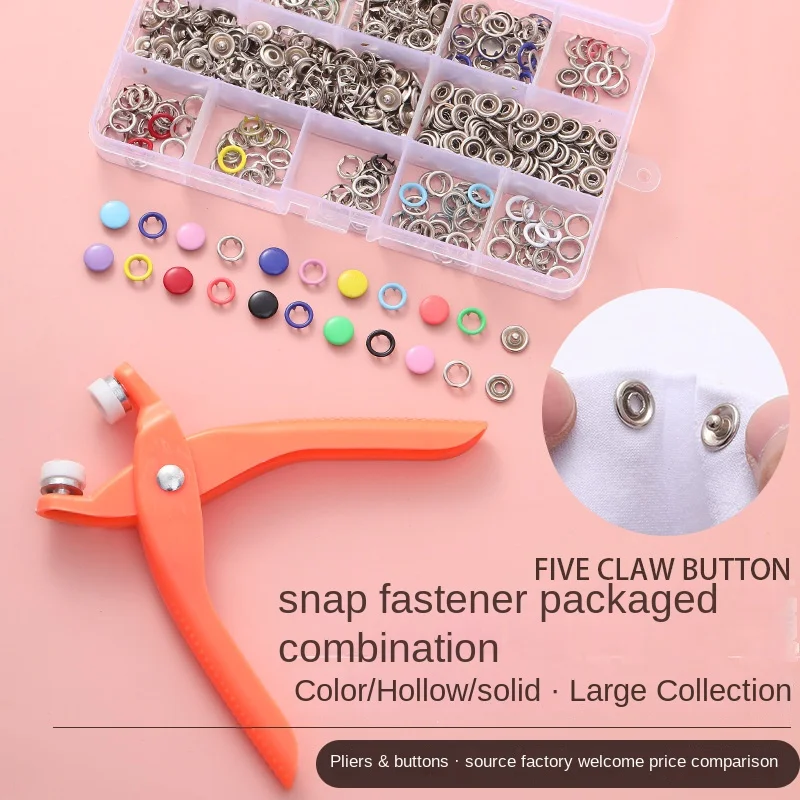 

Plier Tool Set Metal Snap Button Thickened Snap Fastener Kit DIY Craft Supplies for Installing Clothes Silver Button 50 Sets