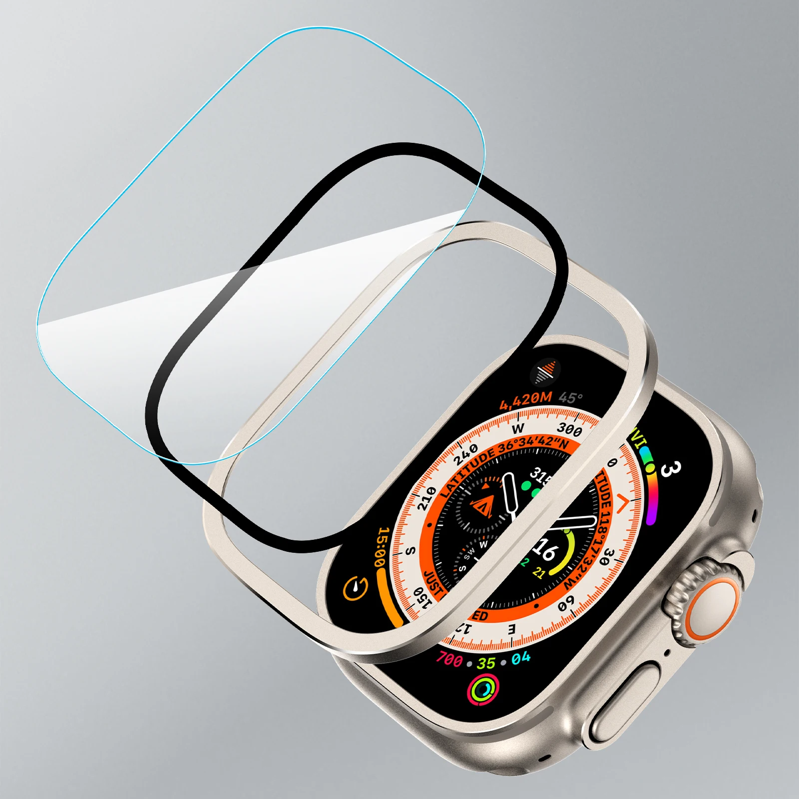 Suitable for Apple Watch Ultra 49mm aluminum alloy frame with screen watch protective case
