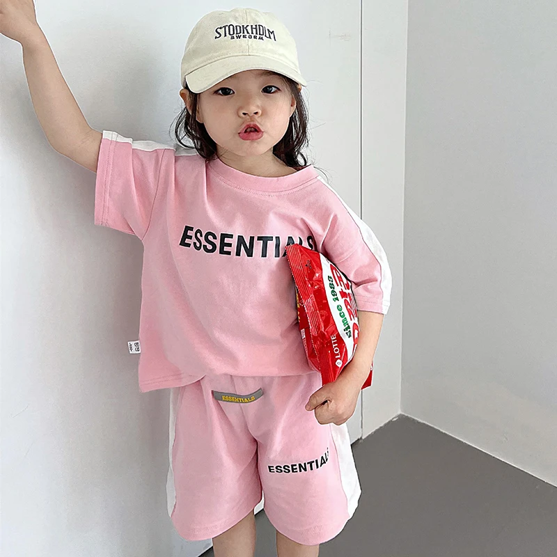 

Letter Kids Sets Summer Short Sleeve T-Shirt+ Sport Shorts Spring Toddler Kid Set Children Casual Shorts Sport Suit
