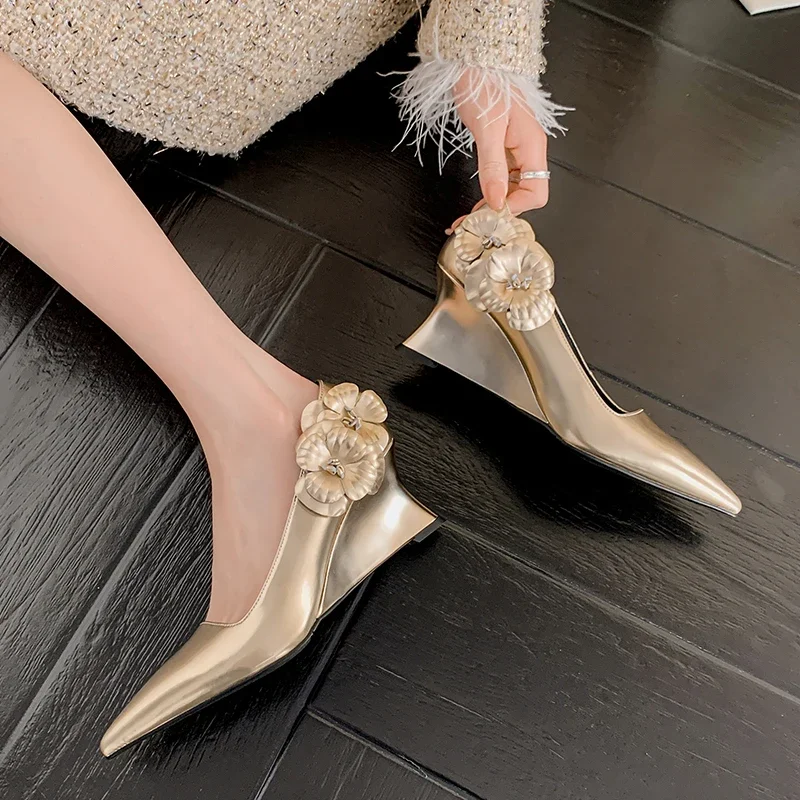 Женские туфли из натуральной кожи с острым носком 22-2024 см