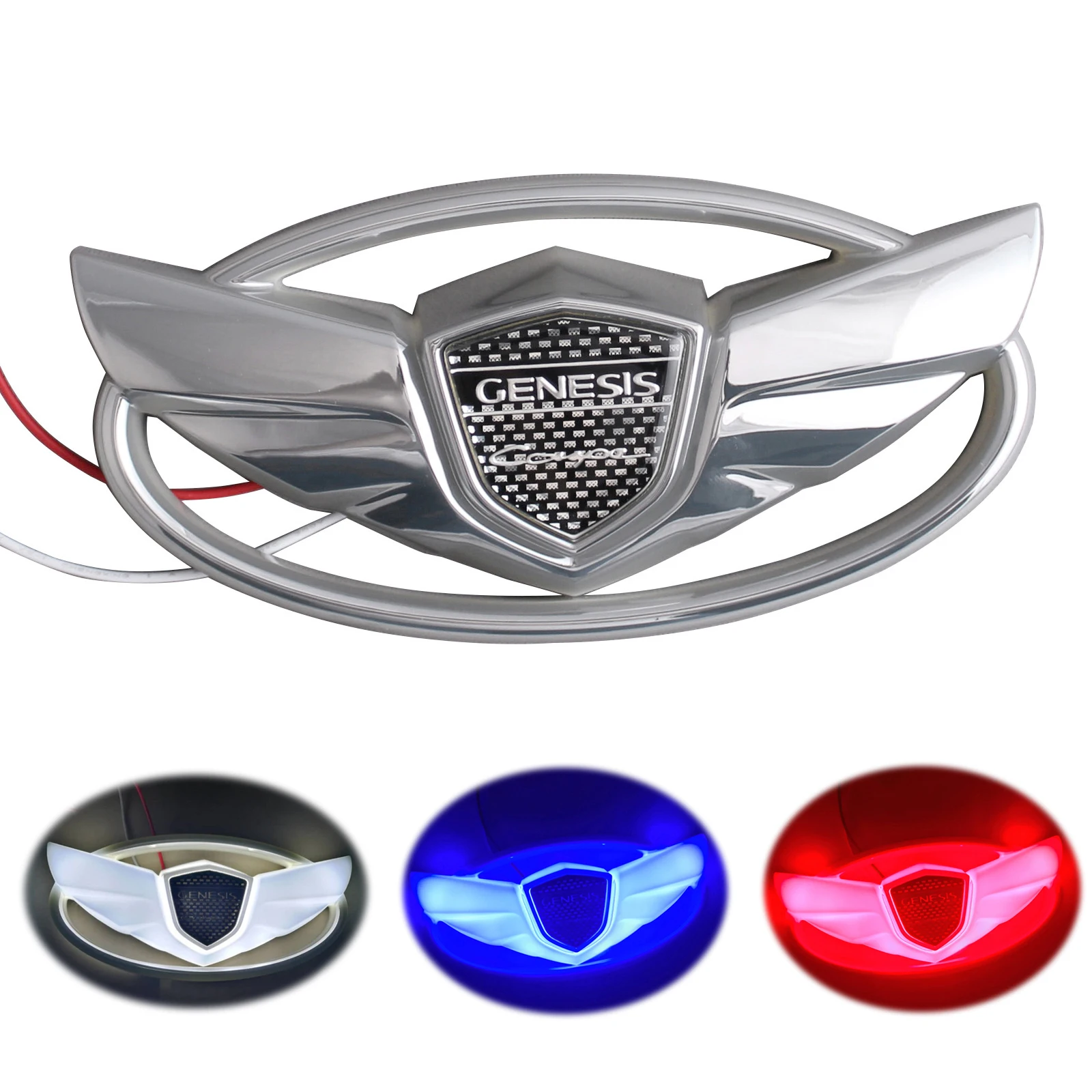 Autoadesivo del distintivo del tronco posteriore dell'emblema della griglia anteriore dell'automobile della luce LED blu/rosso/bianco per Hyundai GENESIS COUPE