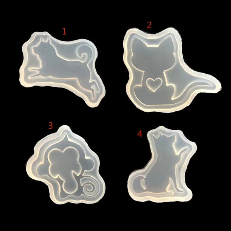 

H9ED Glossy Dog for Cat Walking Shape Silicone Mold for DIY Keychain Necklace Jewelry Epoxy Mould DIY Handmade Making Crafts