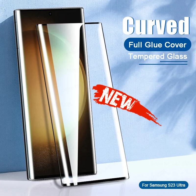 

Fingerprint Unlocking Full Glue Curved Tempered Glass For Samsung Galaxy S23 S22 S21 S20 Ultra Screen Protector S10 S9 Plus Film