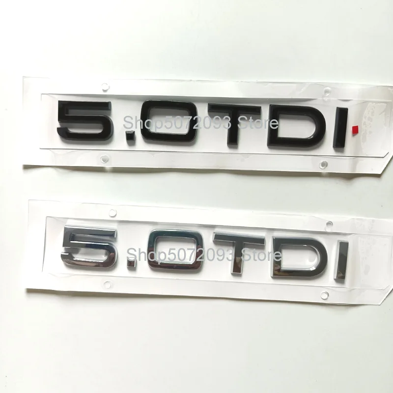 

For Audi 5.0 TDI 5.0TDI Letters Emblem Rear Trunk Logo Badge Sticker Decals for Audi A3 A4 A5 A6 A7 A8 Q3 Q5 Q7