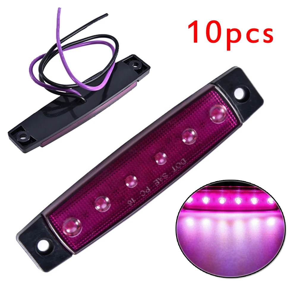 

10Pcs Truck Trailer Side Marker Indicators Light Car Signal Warning Tail Light 6LED 12V-24V Warning Lamp Hot Sale Car Light Part