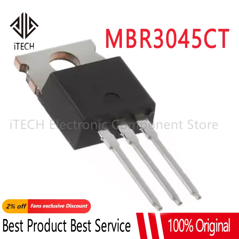 

1PCS MBR3045CT STPS3045CT SBR3045CT B3045G 30A 45V In-Line TO220 Iron Head