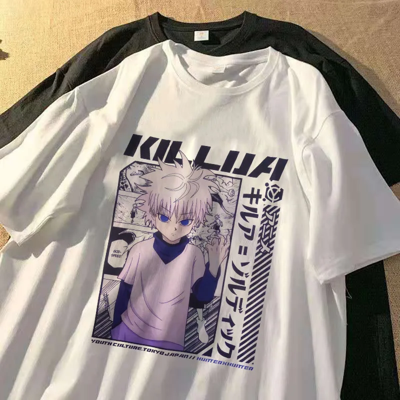 Футболка с рисунком из аниме Hunter X Killua Zoldyck Повседневная футболка коротким