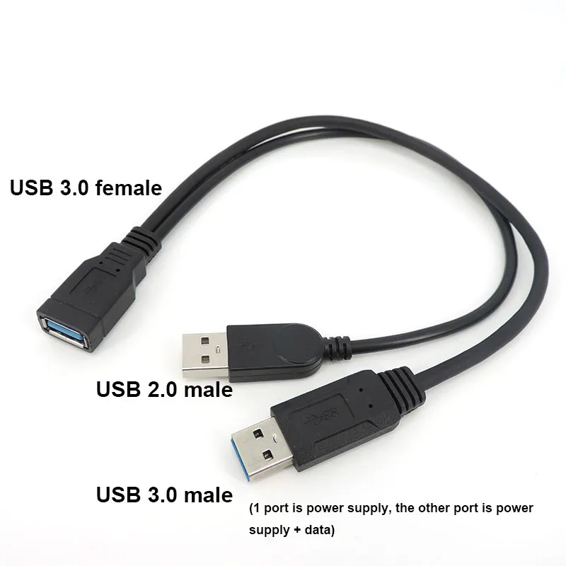 Черный USB 3.0 мама на двойной 2 2.0 папа Кабель для зарядки данных Y мобильного