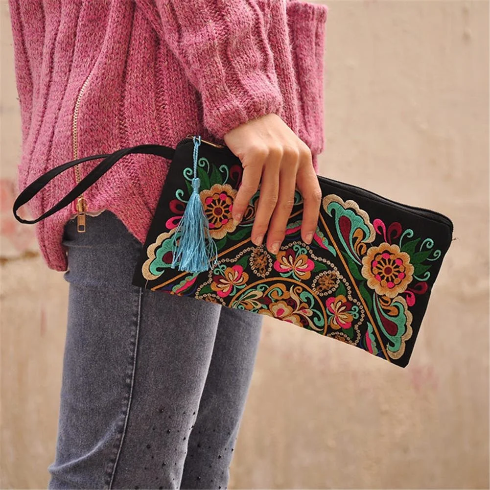 

Ethnic Style Embroidered Clutch Bag able Wallet Embroidered Day Clutches Wallet Storage Casual For Women Top-handle Bags