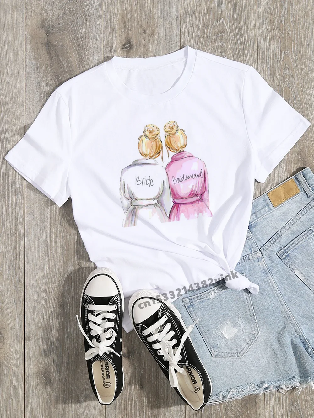 Футболка женская базовая с круглым вырезом и коротким рукавом принтом для