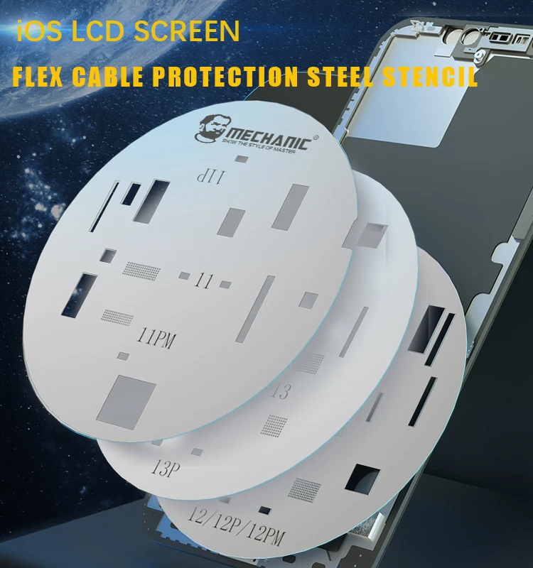 

Mechanic 3Pcs UFO Steel Stencil Reballing For iPhone 11 12 12Mini 12Pro max 13 Mini 13 Pro Max LCD Screen Protection Repair