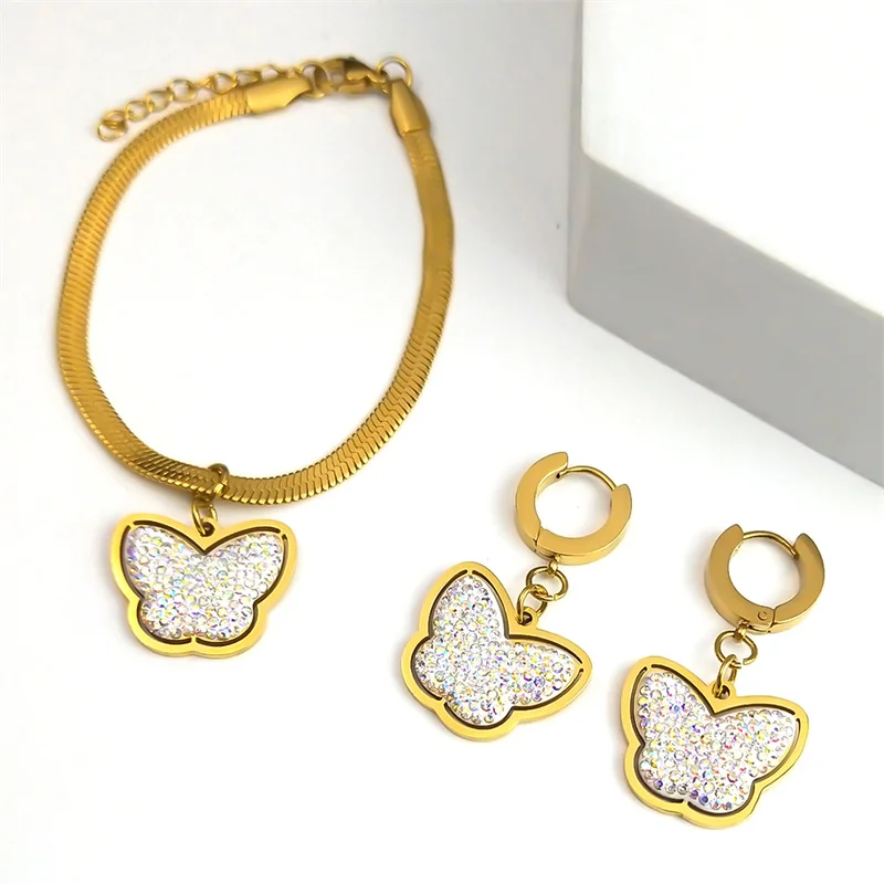 Женский ювелирный комплект из колье и серёг нержавеющей стали