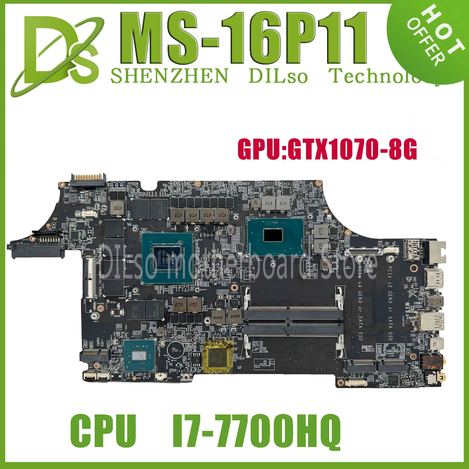 

KEFU MS-16P11 оригинальная материнская плата для MSI MS-16P11 VER: 1,0 материнская плата для ноутбука с I7-7700HQ CPU GTX1070-8G GPU 100% протестирована