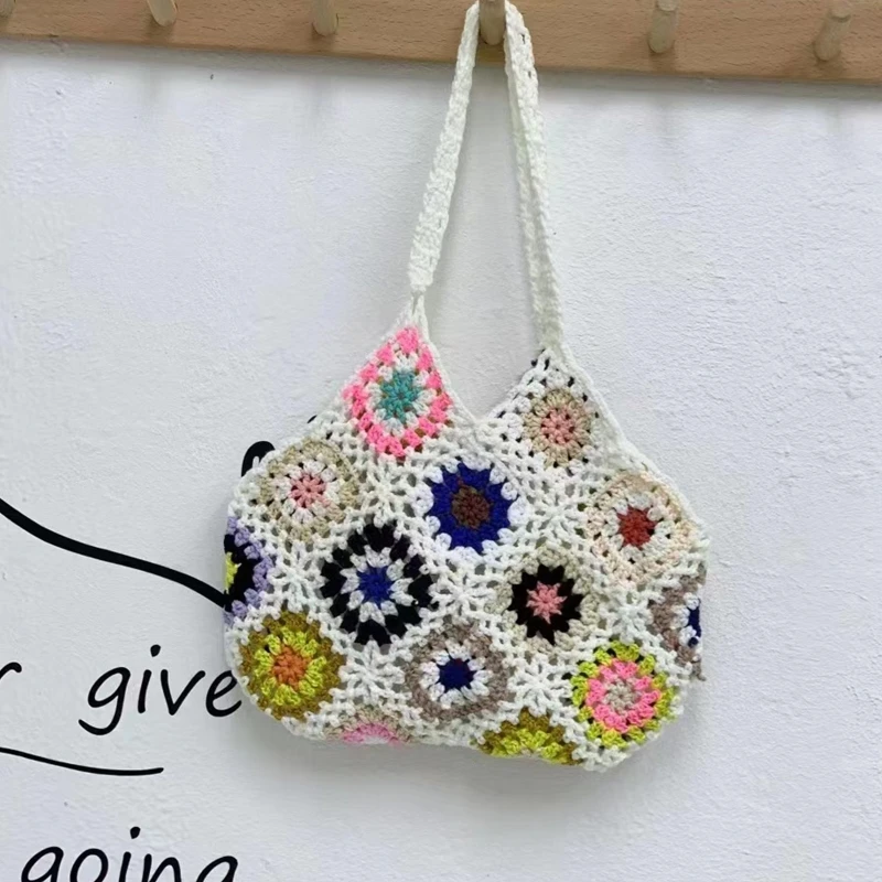 

Women Knitted Retro er Handbag Lady Shoulder Bag Bohemia Style Casual Tote Portable Shopping Bags Summer Beach Bags