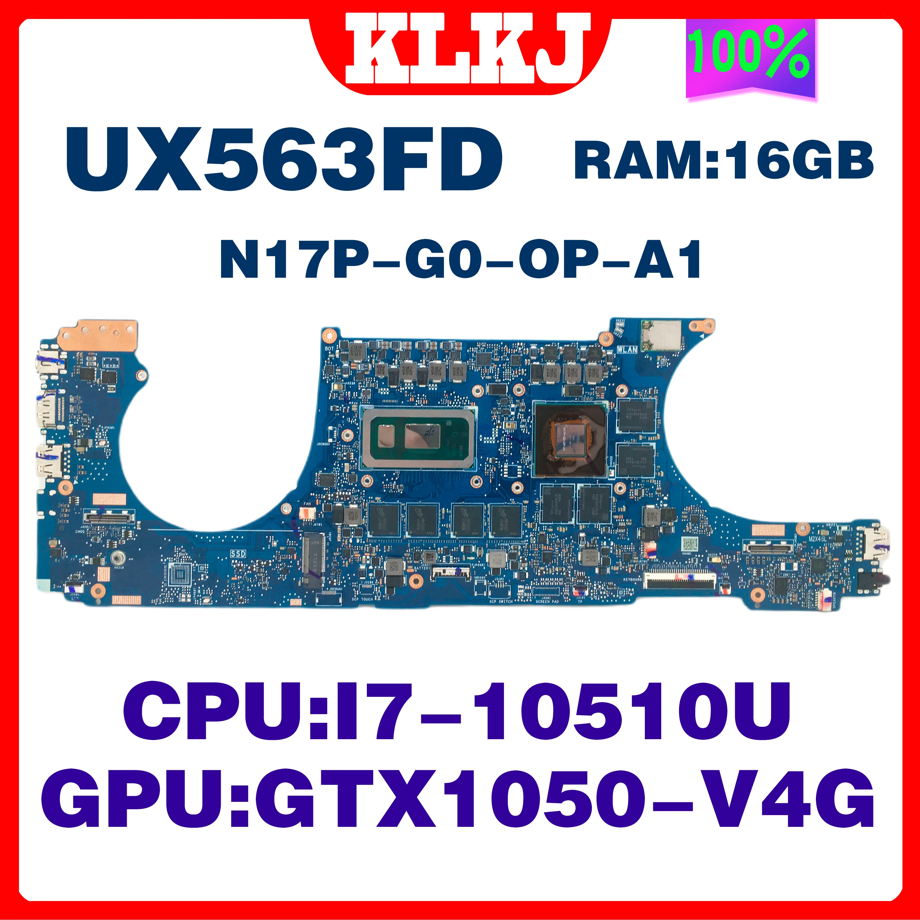 

Материнская плата Dinzi UX563FD для ноутбука ASUS ZenBookFlip15 UX563FD UX563F Q536FD материнская плата для ноутбука W/I7-10510U 16G-RAM