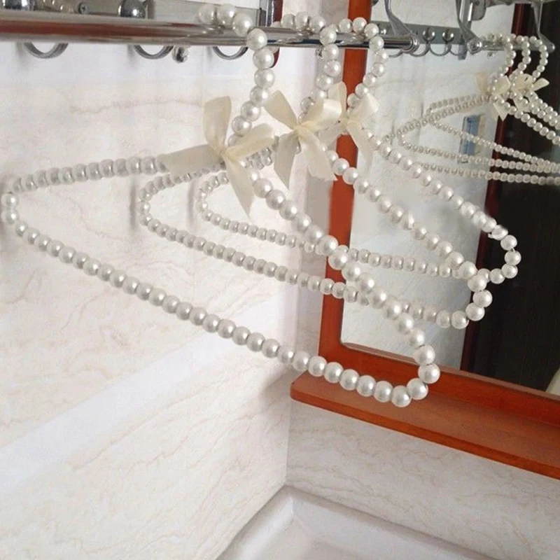 

10Pc Elegant Clothes Hanger Plastic Pearl Circle Space Saver Drying Rack Dress Storage Household Wardrobe Organizer