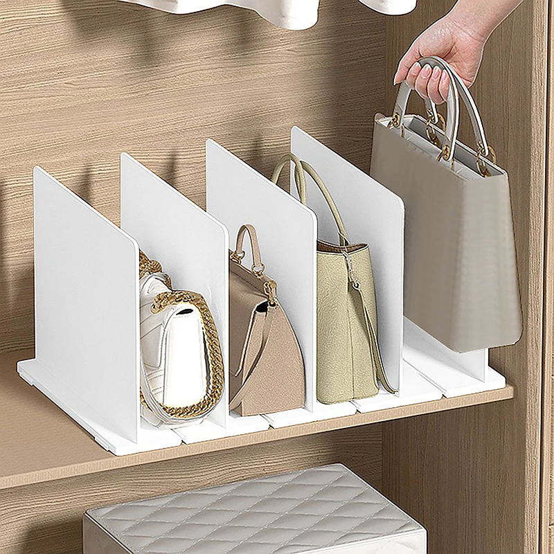 

Wardrobe Closet Organizer 3/4/5 Grids Handbag Storage Shelf Partition Board Bag Storage Rack Woman Bags Acrylic Storage Box