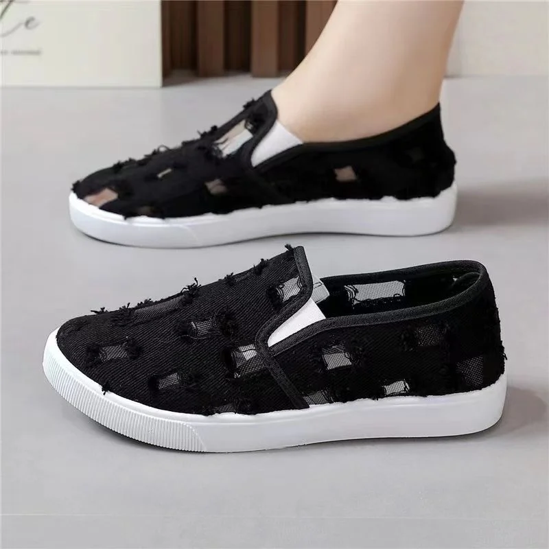 

Women Shoes 2023 New Breathable Mesh Lightweight Casual Shoes Comfortable Soft Bottom Flats Slip on Flats Shoes Zapatos De Mujer