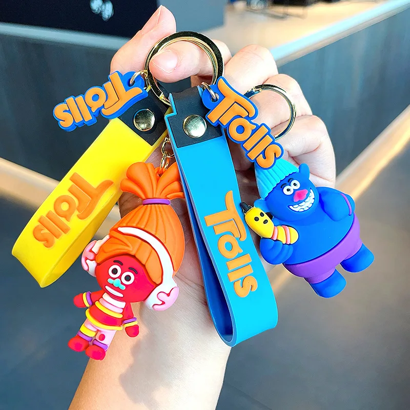 

Disney Cartoon Anime Trolls Pendant Keychain Car Key Chain Key Ring Keyring Phone Bag Ornament Jewelry Kids Gifts