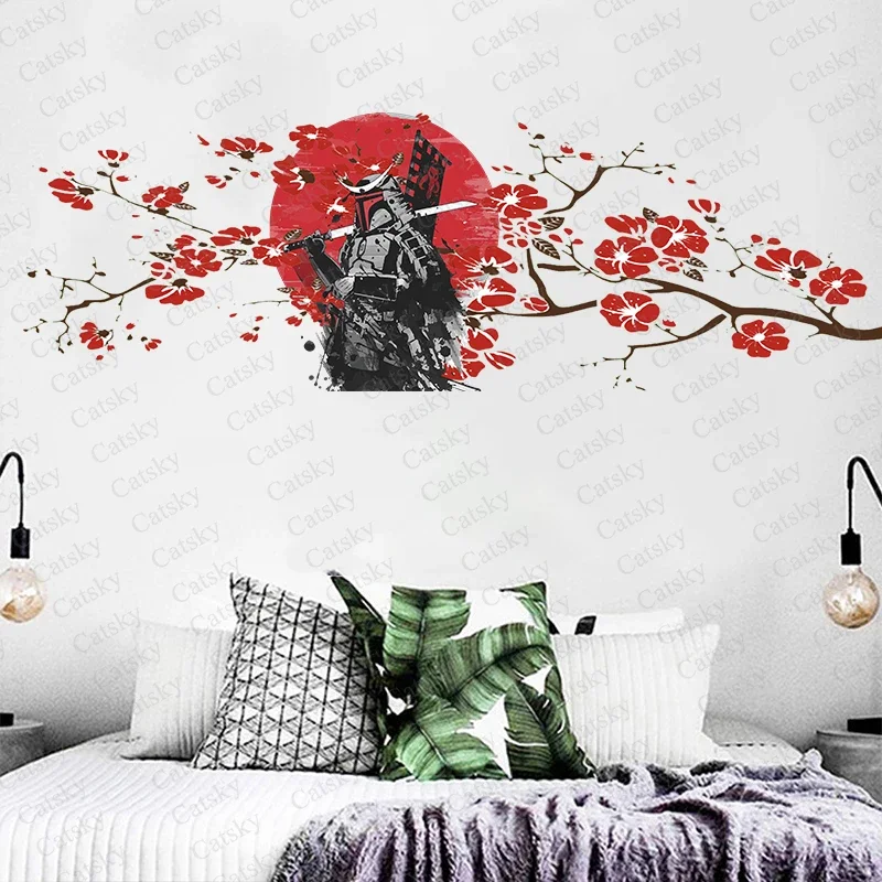 Наклейки на стену самурая Слива гейши для детской комнаты художественная