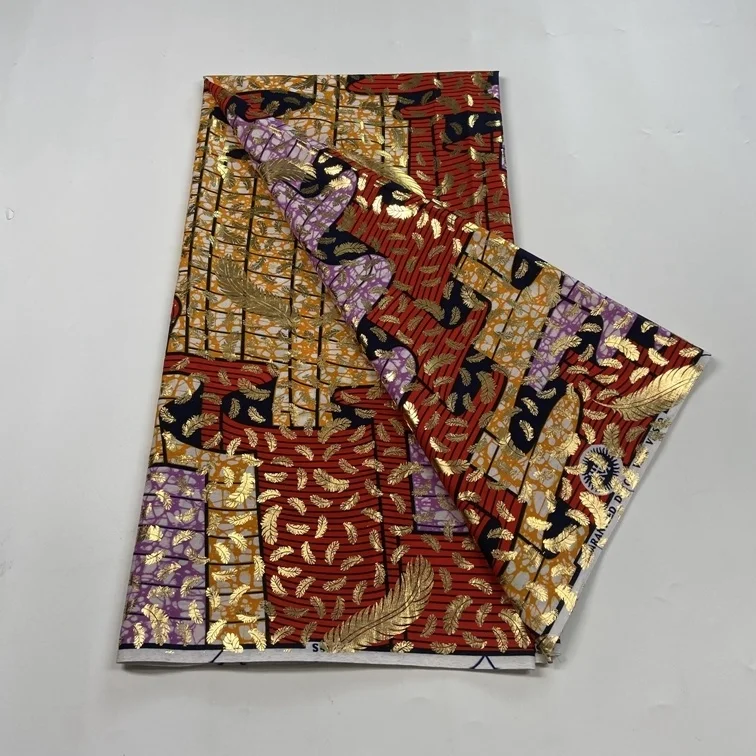 

Новые ткани Grand Fabric с золотым воском, ткань с принтом из парчового воска Анкары, Африканская Хлопковая восковая ткань для свадебной одежды, 6 ярдов