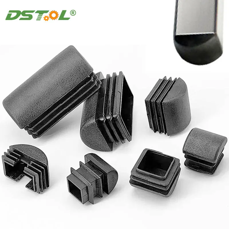 Black Square Plastic Blanking End Cap Tube Pipe Inserts Oval Oblong Plug Bung For Table Chair Leg Cover Furniture Feet Protector