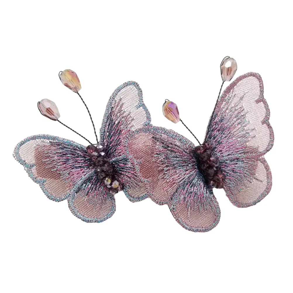 

Embroidery Barrette Cloth Hair Clip Imitated Crystal Accessories Miss Bobby Pin