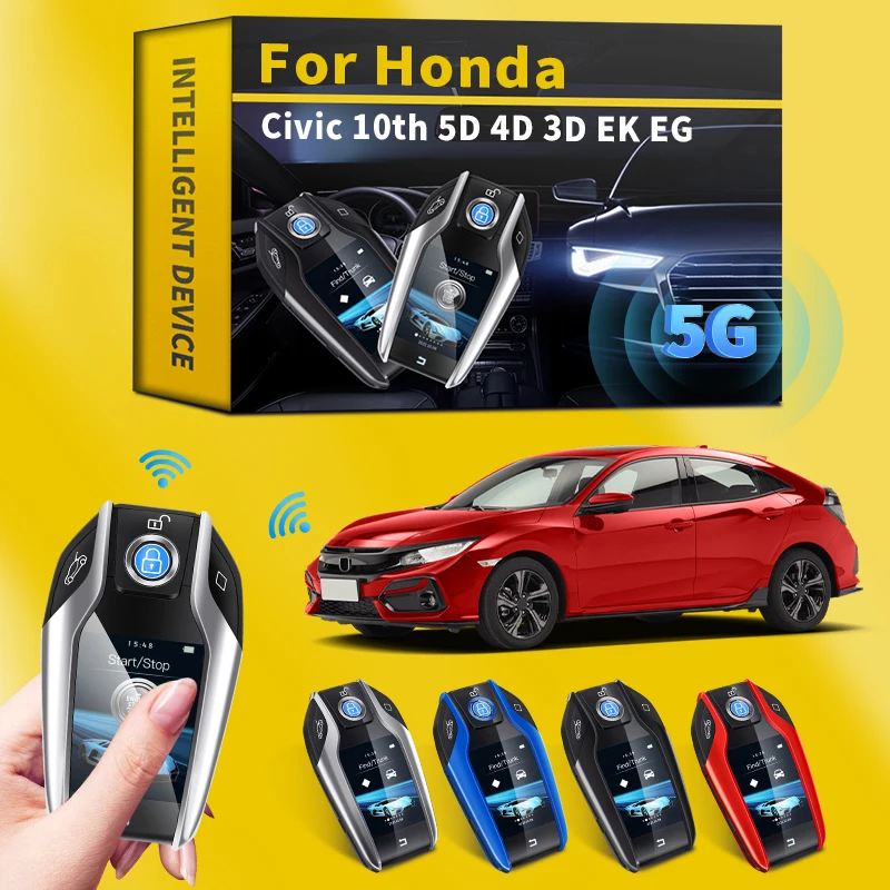 

For Honda Civic 10th 5D 4D 3D EK EG One-button Start Modified Smart Key LCD Screen Display Screen Smart Remote Touch Screen Key