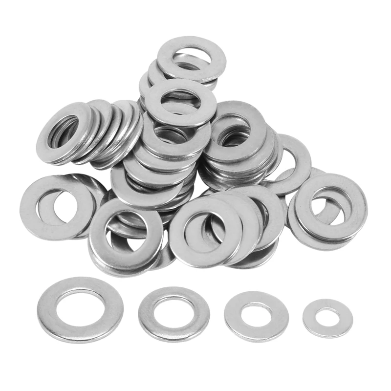 

Metric Washer Mixed (200 Pack) M3 M4 M5 & M6 Form A Thick Flat Washers Stainless Steel