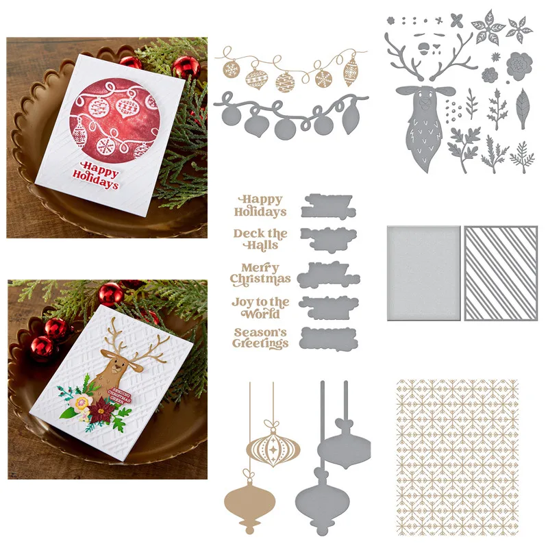 

2022 New Joyful Christmas Collection Metal Cutting Dies Hot Foil DIY Scrapbooking Handmade Album Card Punch Embossing Template