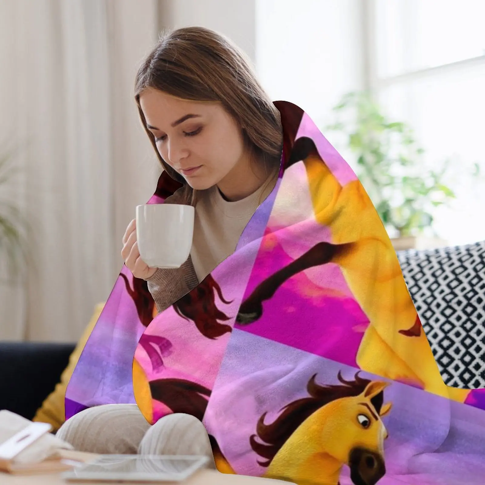 Lucky Prescott Spirit мультфильм 2021 непристойный стейк жеребец Цемаррона Пледы Одеяла Для