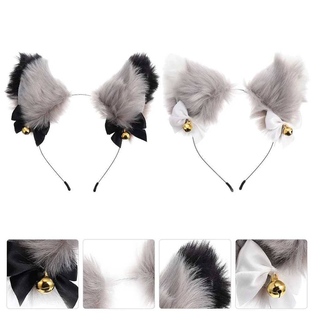 

Fluffy Headband, 2pcs Cat Ears with Bells Ears Costume Accessories for