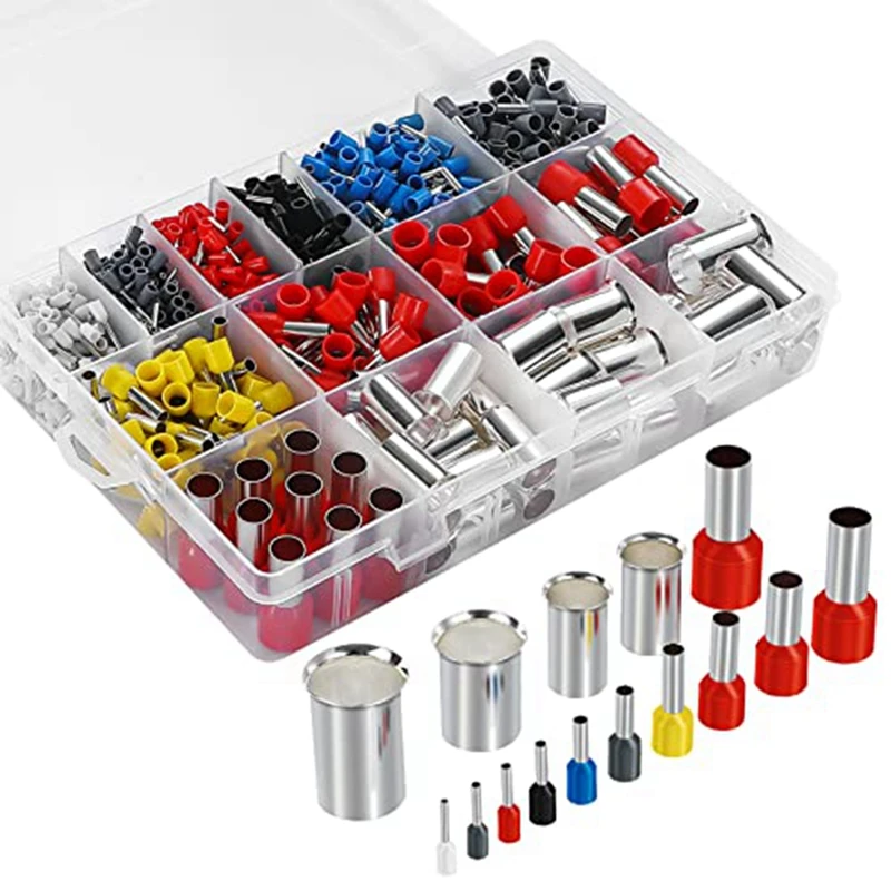 

998PCS Wire Ferrule Kit Copper Crimp Terminals Insulated Pin Cord End Connectors (14 Sizes) Wire Gauge Range 22-3/0AWG