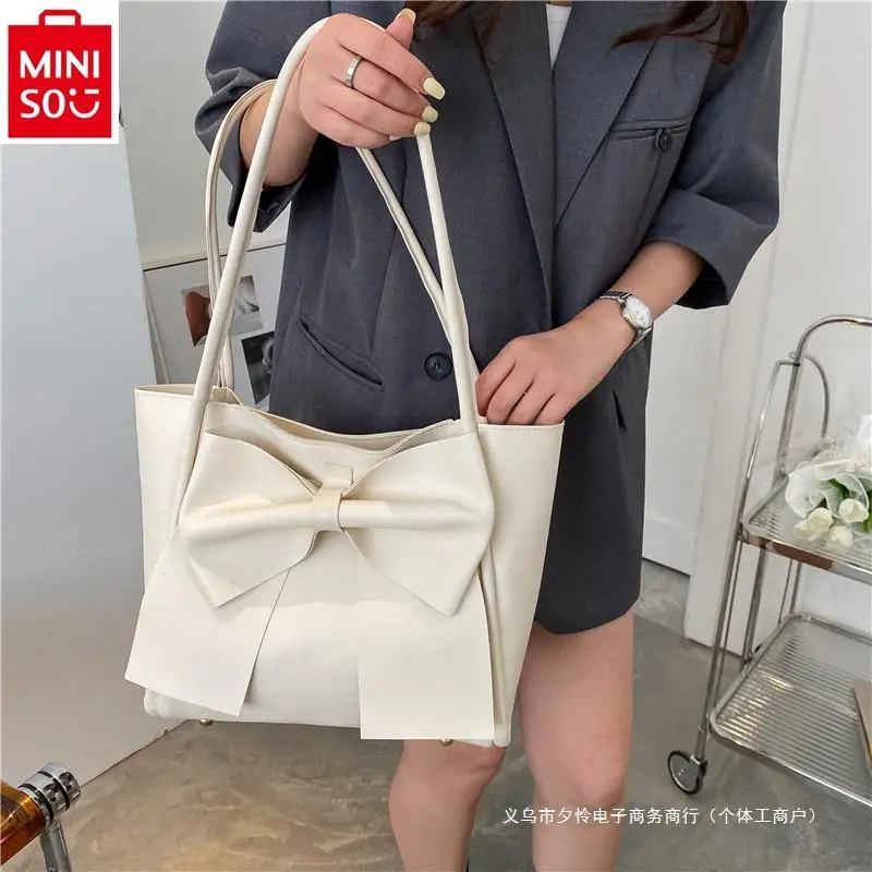 MINISO Disney модная большая вместительная сумка-тоут принцессы с бантом женская