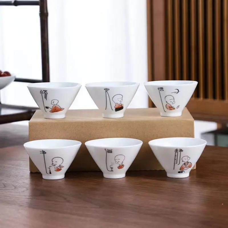 

6pcs / Set Kung Fu Tea Cup Set Bone China Tea Set Hat Cup Ceramic Kettle Cups and Mugs Coffee Mug Teapot Teapots to Boil Water