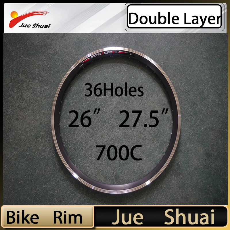 

700C Electric Bicycle Rim 26" 27.5" Ebike Wheel Rim 36 Spokes Holes Electric Bike Double Layer MTB Aluminum Alloy Bike Parts