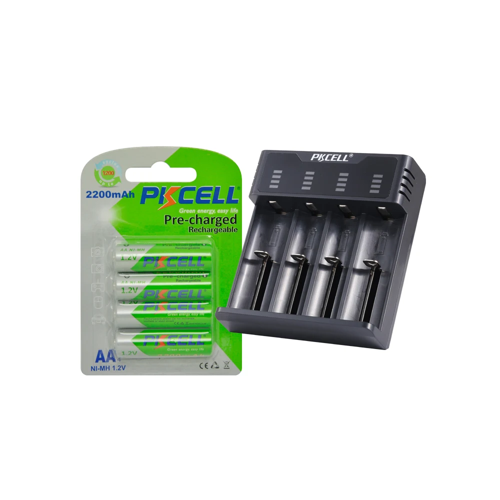 

4Pcs/1cards 1.2V AA Rechargeable Battery 2200mAh LSD Pre-charged Batteries +4slot nimh chargeable battery charger
