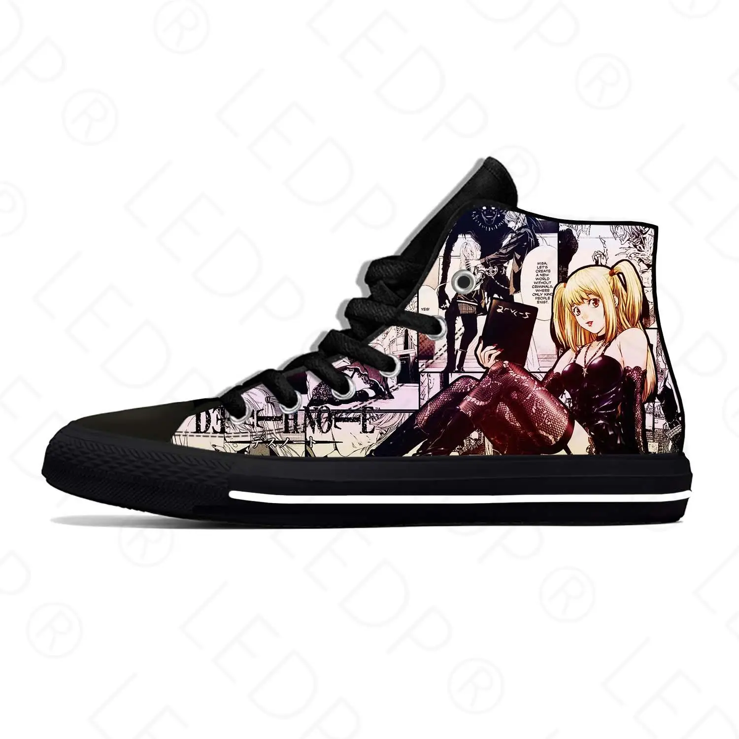

Аниме мультфильм манга Death Note Amane Misa модная повседневная Тканевая обувь высокие Легкие дышащие кроссовки с 3D принтом для мужчин и женщин