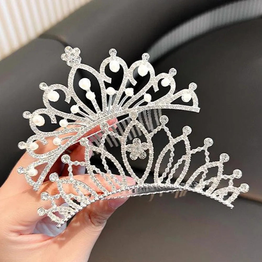 

Korean Style Hairpin Children for Party Children Girls Hair Comb Rhinestone Hairpin Crystal Crowns Princess Tiaras