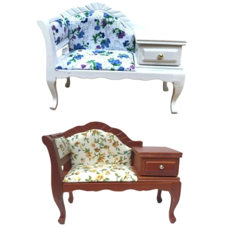 

1:12 doll house mini furniture model living room sofa table with drawer cabinet