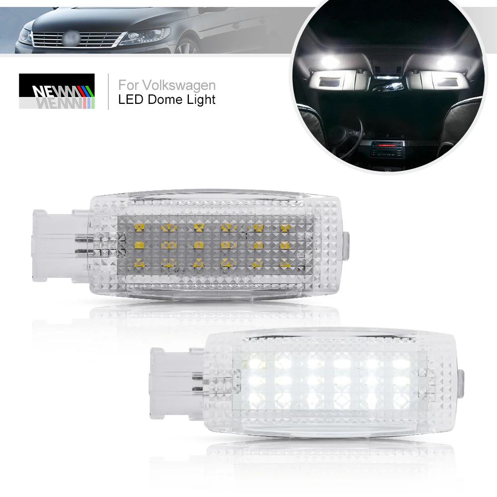 

2Pcs LED Courtesy Front Reading Light for VW Passat CC Polo Sirocco Beetle Tiguan Canbus Dome Lamp Ceiling Light Cabin Lighting